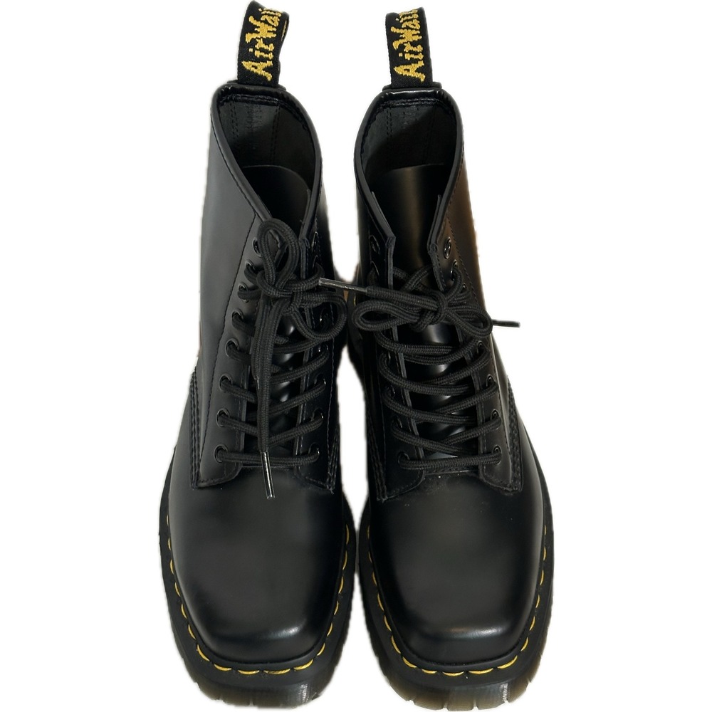 Dr. Martens 1460 Bex Squared Boots Size 6 Black Leather Platform Combat Grunge - Picture 6 of 8